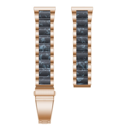 For Samsung Smart Watch 22mm Three-beads Steel + Resin Watch Band(Rose Gold Blue) by bashfashion