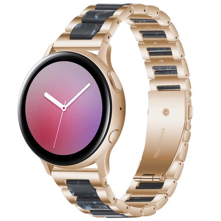 For Samsung Smart Watch 22mm Three-beads Steel + Resin Watch Band(Rose Gold Blue) by bashfashion