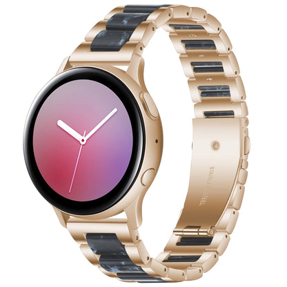 For Samsung Smart Watch 22mm Three-beads Steel + Resin Watch Band(Rose Gold Blue) by bashfashion