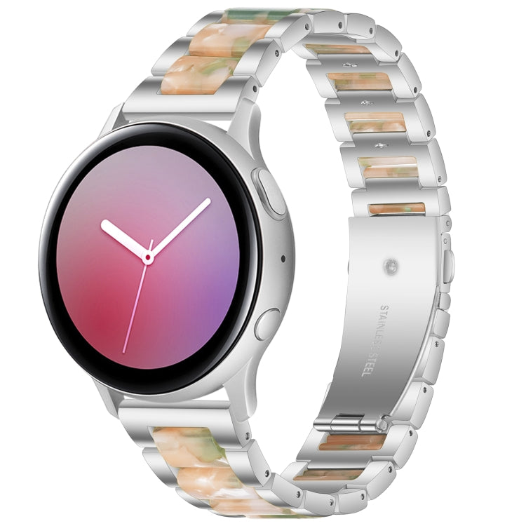 For Samsung Smart Watch 22mm Three-beads Steel + Resin Watch Band(Silver Pink Green) by bashfashion