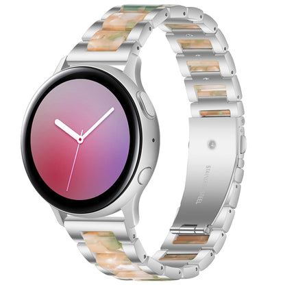 For Samsung Smart Watch 22mm Three-beads Steel + Resin Watch Band(Silver Pink Green) by bashfashion