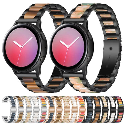 For Samsung Smart Watch 22mm Three-beads Steel + Resin Watch Band(Rose Gold Gold) by bashfashion