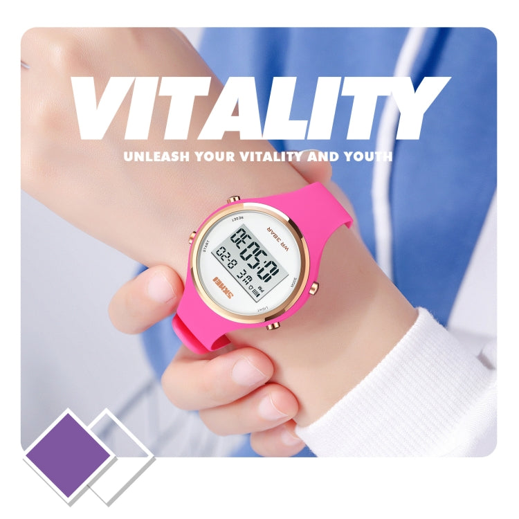 SKMEI 1720 Round Dial LED Digital Display Luminous Silicone Strap Electronic Watch(Pink) by SKMEI