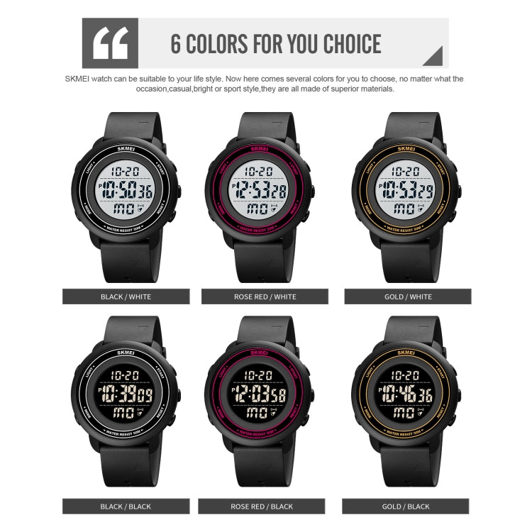 SKMEI 1736 Triplicate Round Dial Timing LED Digital Display Luminous Electronic Watch(Gold and White) by SKMEI