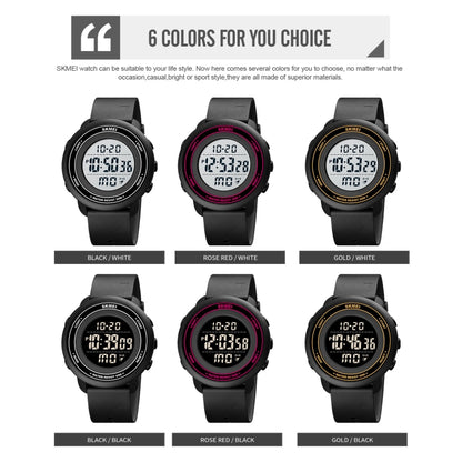 SKMEI 1736 Triplicate Round Dial Timing LED Digital Display Luminous Electronic Watch(Rose Red and Black) by SKMEI