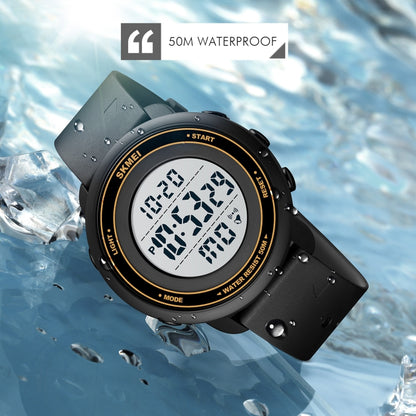 SKMEI 1736 Triplicate Round Dial Timing LED Digital Display Luminous Electronic Watch(Gold and Black) by SKMEI