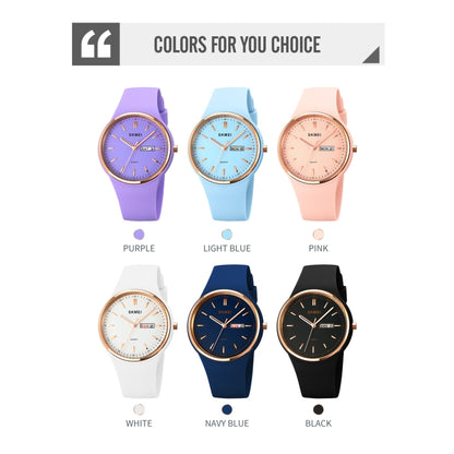 SKMEI 1747 Simple Bar scale Dial Silicone Strap Quartz Watch for Ladies(Navy Blue) by SKMEI