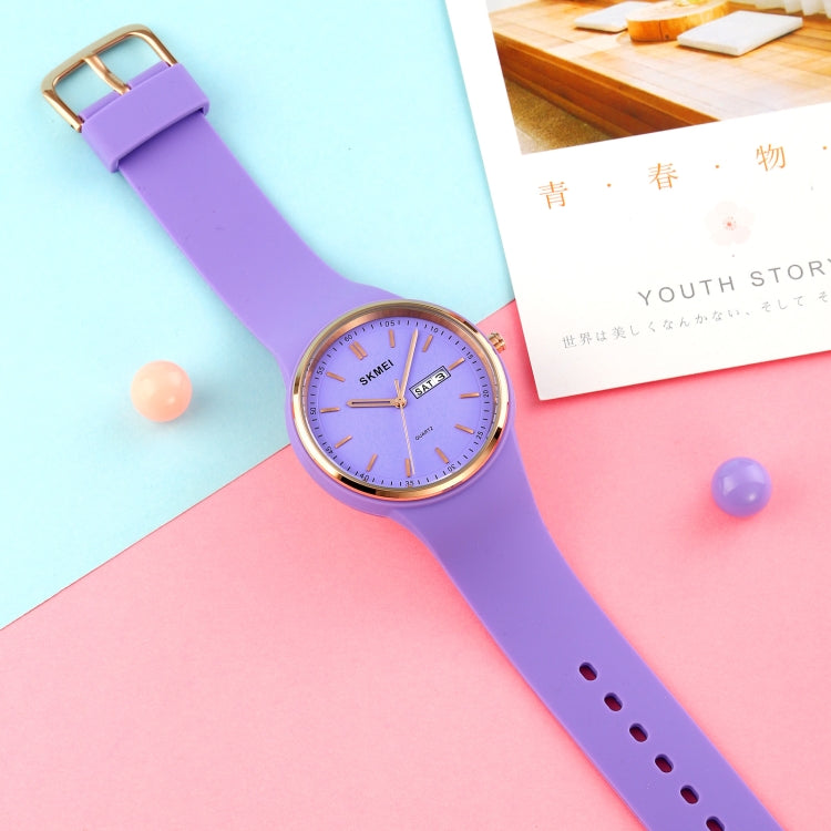 SKMEI 1747 Simple Bar scale Dial Silicone Strap Quartz Watch for Ladies(Light Blue) by SKMEI