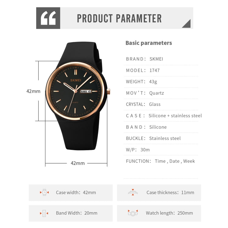 SKMEI 1747 Simple Bar scale Dial Silicone Strap Quartz Watch for Ladies(Light Blue) by SKMEI