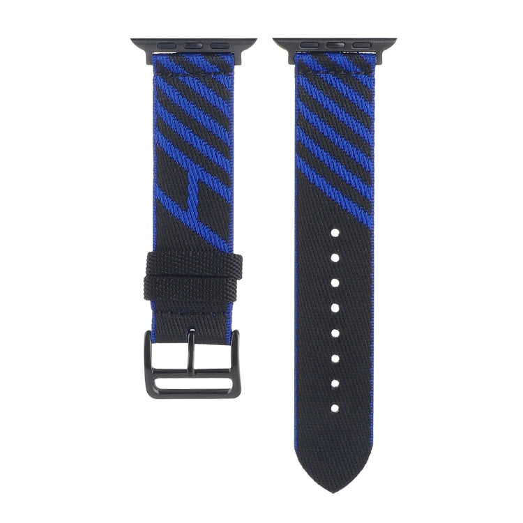 Nylon Single Loop Watch Band For Apple Watch Series 9&8&7 41mm / SE 3&SE 2&6&SE&5&4 40mm / 3&2&1 38mm(Blue+Black) by bashfashion
