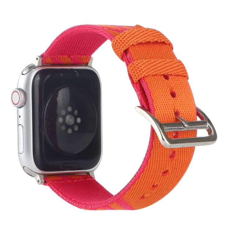 Nylon Single Loop Watch Band For Apple Watch Series 9&8&7 41mm / SE 3&SE 2&6&SE&5&4 40mm / 3&2&1 38mm(Orange+Pink) by bashfashion