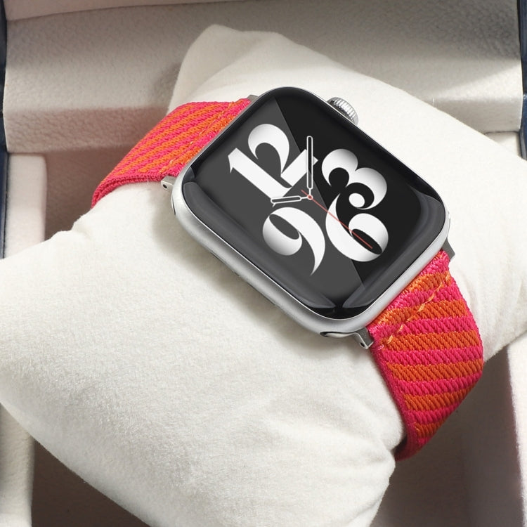 Nylon Single Loop Watch Band For Apple Watch Series 9&8&7 41mm / SE 3&SE 2&6&SE&5&4 40mm / 3&2&1 38mm(Orange+Pink) by bashfashion