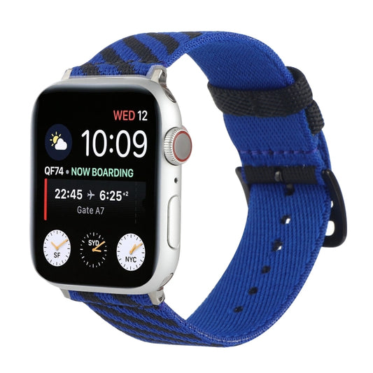 Nylon Single Loop Watch Band For Apple Watch Ultra 49mm&Watch Ultra 2 49mm / Series 9&8&7 45mm / SE 3&SE 2&6&SE&5&4 44mm / 3&2&1 42mm(Blue+Black) by bashfashion