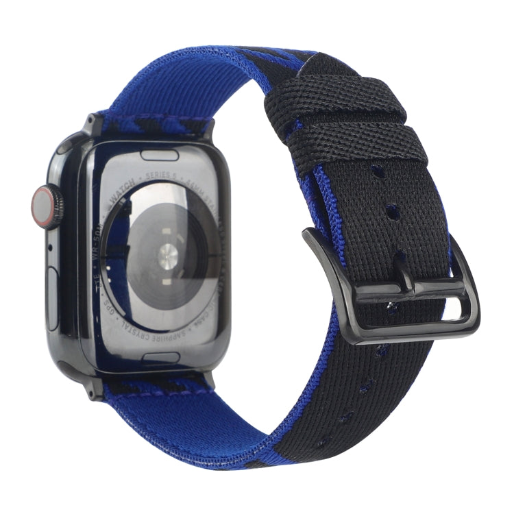 Nylon Single Loop Watch Band For Apple Watch Ultra 49mm&Watch Ultra 2 49mm / Series 9&8&7 45mm / SE 3&SE 2&6&SE&5&4 44mm / 3&2&1 42mm(Blue+Black) by bashfashion