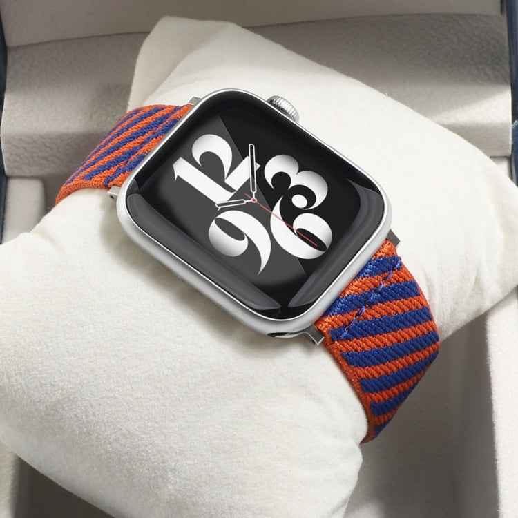 Nylon Single Loop Watch Band For Apple Watch Ultra 49mm&Watch Ultra 2 49mm / Series 9&8&7 45mm / SE 3&SE 2&6&SE&5&4 44mm / 3&2&1 42mm(Orange+Black) by bashfashion