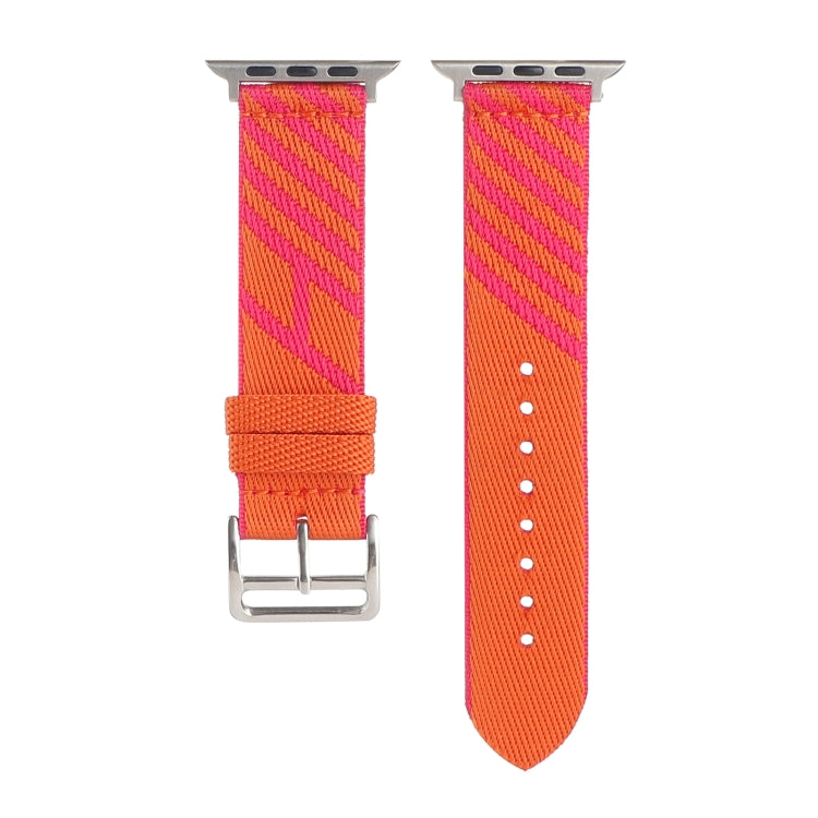 Nylon Single Loop Watch Band For Apple Watch Ultra 49mm&Watch Ultra 2 49mm / Series 9&8&7 45mm / SE 3&SE 2&6&SE&5&4 44mm / 3&2&1 42mm(Orange+Pink) by bashfashion