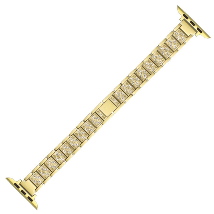 14mm Three-beads Diamond Aluminum Alloy Watch Band For Apple Watch Series 9&8&7 41mm / SE 3&SE 2&6&SE&5&4 40mm / 3&2&1 38mm(Gold) by bashfashion