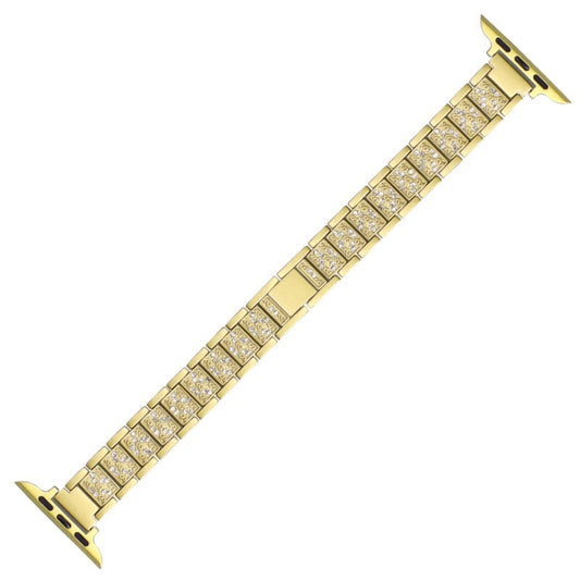 14mm Three-beads Diamond Aluminum Alloy Watch Band For Apple Watch Series 9&8&7 41mm / SE 3&SE 2&6&SE&5&4 40mm / 3&2&1 38mm(Gold) by bashfashion