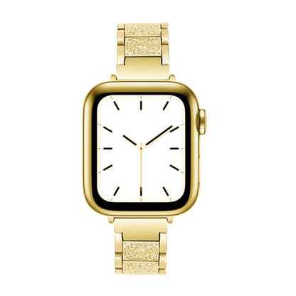 14mm Three-beads Diamond Aluminum Alloy Watch Band For Apple Watch Series 9&8&7 41mm / SE 3&SE 2&6&SE&5&4 40mm / 3&2&1 38mm(Gold) by bashfashion