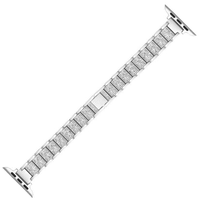 14mm Three-beads Diamond Aluminum Alloy Watch Band For Apple Watch Series 9&8&7 41mm / SE 3&SE 2&6&SE&5&4 40mm / 3&2&1 38mm(Silver) by bashfashion