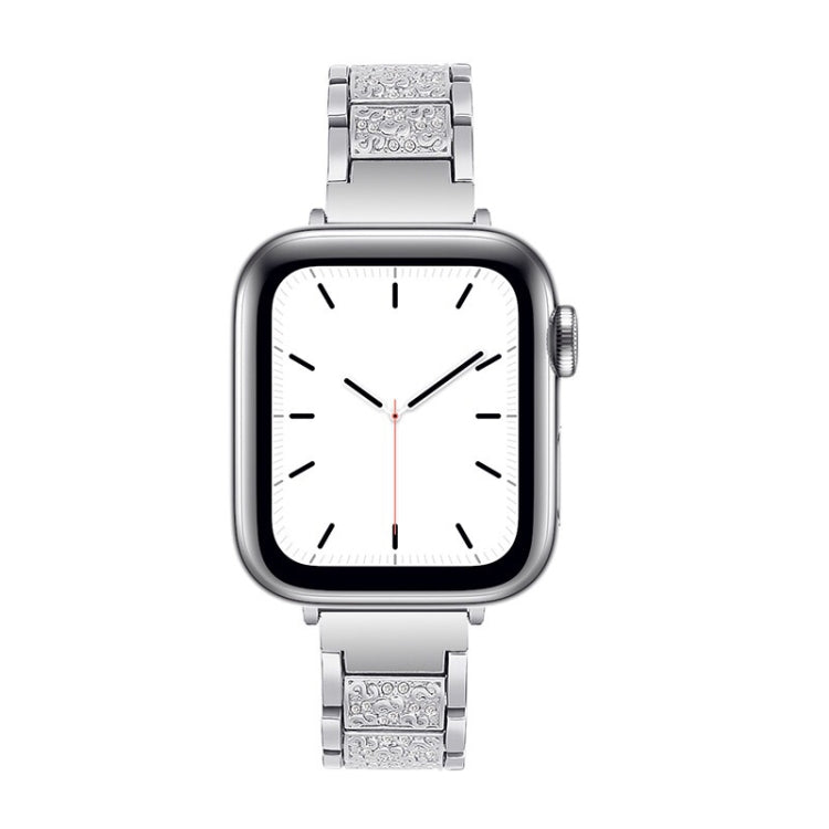 14mm Three-beads Diamond Aluminum Alloy Watch Band For Apple Watch Series 9&8&7 41mm / SE 3&SE 2&6&SE&5&4 40mm / 3&2&1 38mm(Silver) by bashfashion