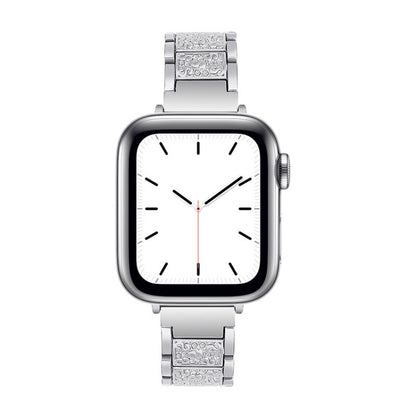 14mm Three-beads Diamond Aluminum Alloy Watch Band For Apple Watch Series 9&8&7 41mm / SE 3&SE 2&6&SE&5&4 40mm / 3&2&1 38mm(Silver) by bashfashion