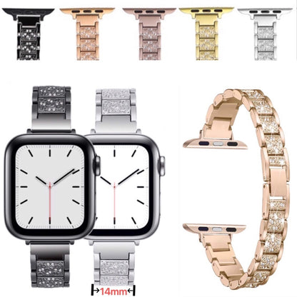 14mm Three-beads Diamond Aluminum Alloy Watch Band For Apple Watch Series 9&8&7 41mm / SE 3&SE 2&6&SE&5&4 40mm / 3&2&1 38mm(Silver) by bashfashion