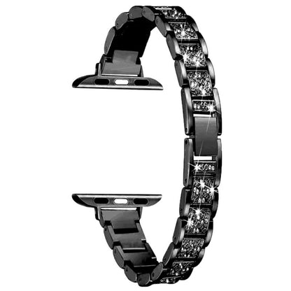14mm Three-beads Diamond Aluminum Alloy Watch Band For Apple Watch Ultra 49mm&Watch Ultra 2 49mm / Series 9&8&7 45mm / SE 3&SE 2&6&SE&5&4 44mm / 3&2&1 42mm(Black) by bashfashion
