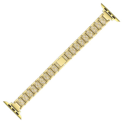 14mm Three-beads Diamond Aluminum Alloy Watch Band For Apple Watch Ultra 49mm&Watch Ultra 2 49mm / Series 9&8&7 45mm / SE 3&SE 2&6&SE&5&4 44mm / 3&2&1 42mm(Gold) by bashfashion