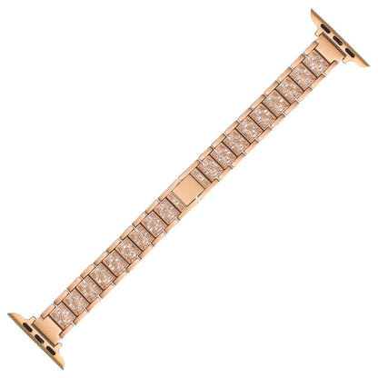 14mm Three-beads Diamond Aluminum Alloy Watch Band For Apple Watch Ultra 49mm&Watch Ultra 2 49mm / Series 9&8&7 45mm / SE 3&SE 2&6&SE&5&4 44mm / 3&2&1 42mm(Rose Gold) by bashfashion