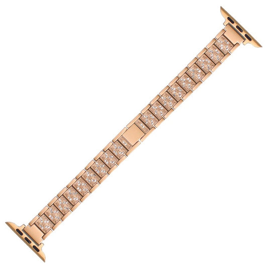 14mm Three-beads Diamond Aluminum Alloy Watch Band For Apple Watch Ultra 49mm&Watch Ultra 2 49mm / Series 9&8&7 45mm / SE 3&SE 2&6&SE&5&4 44mm / 3&2&1 42mm(Rose Gold) by bashfashion