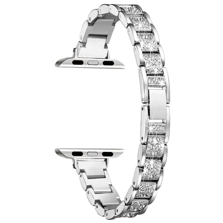 14mm Three-beads Diamond Aluminum Alloy Watch Band For Apple Watch Ultra 49mm&Watch Ultra 2 49mm / Series 9&8&7 45mm / SE 3&SE 2&6&SE&5&4 44mm / 3&2&1 42mm(Silver) by bashfashion