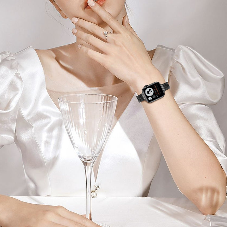 14mm Seven-beads Double Safety Buckle Slim Steel Watch Band For Apple Watch Ultra 49mm&Watch Ultra 2 49mm / Series 9&8&7 45mm / SE 3&SE 2&6&SE&5&4 44mm / 3&2&1 42mm(Black) by bashfashion