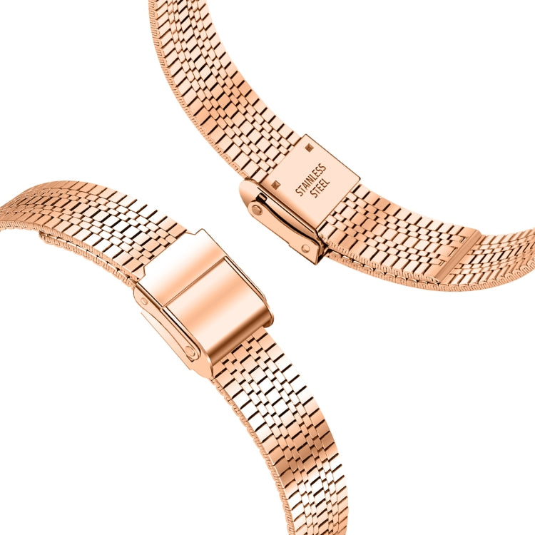 14mm Seven-beads Double Safety Buckle Slim Steel Watch Band For Apple Watch Ultra 49mm&Watch Ultra 2 49mm / Series 9&8&7 45mm / SE 3&SE 2&6&SE&5&4 44mm / 3&2&1 42mm(Rose Gold) by bashfashion
