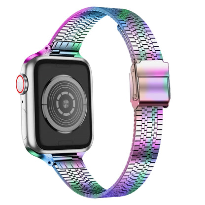 14mm Seven-beads Double Safety Buckle Slim Steel Watch Band For Apple Watch Ultra 49mm&Watch Ultra 2 49mm / Series 9&8&7 45mm / SE 3&SE 2&6&SE&5&4 44mm / 3&2&1 42mm(Colorful) by bashfashion