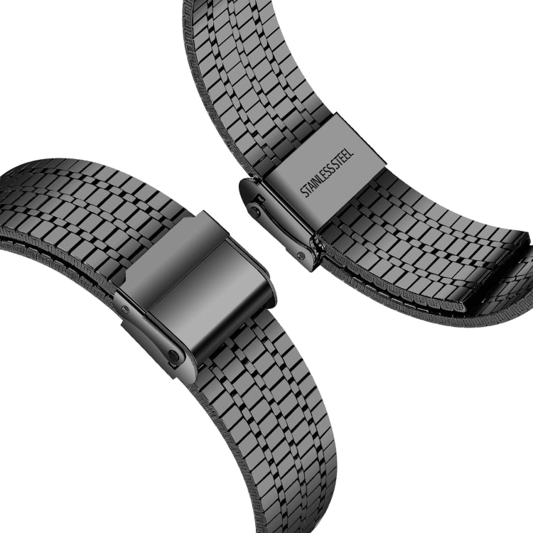 Seven-beads Double Safety Buckle Steel Watch Band For Apple Watch Series 9&8&7 41mm / SE 3&SE 2&6&SE&5&4 40mm / 3&2&1 38mm(Black) by bashfashion