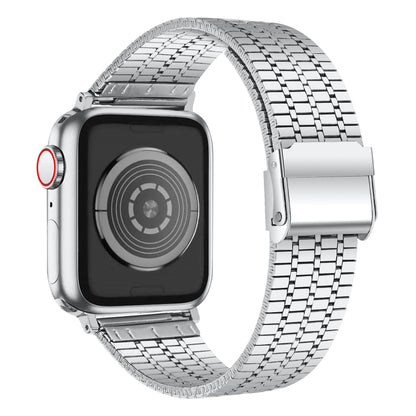 Seven-beads Double Safety Buckle Steel Watch Band For Apple Watch Ultra 49mm&Watch Ultra 2 49mm / Series 9&8&7 45mm / SE 3&SE 2&6&SE&5&4 44mm / 3&2&1 42mm(Silver) by bashfashion