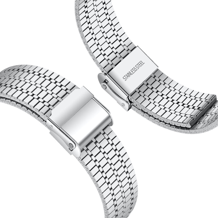 Seven-beads Double Safety Buckle Steel Watch Band For Apple Watch Ultra 49mm&Watch Ultra 2 49mm / Series 9&8&7 45mm / SE 3&SE 2&6&SE&5&4 44mm / 3&2&1 42mm(Silver) by bashfashion