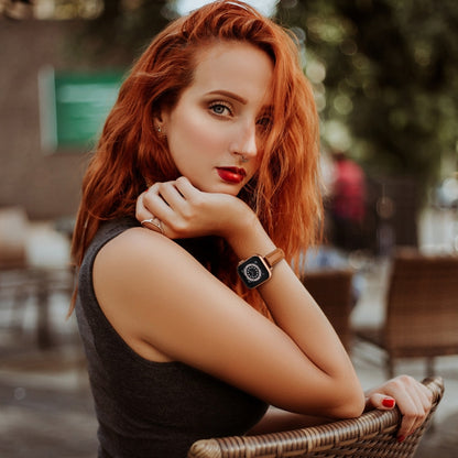 Business Style Leather Watch Band For Apple Watch Series 9&8&7 41mm / SE 3&SE 2&6&SE&5&4 40mm / 3&2&1 38mm(Brown Rose Gold Buckle) by bashfashion