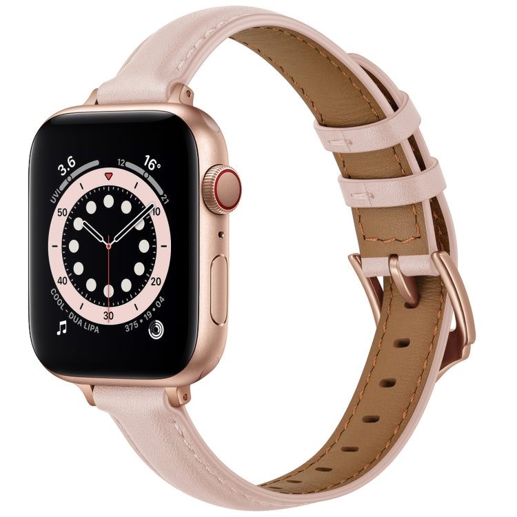 Business Style Leather Watch Band For Apple Watch Ultra 49mm&Watch Ultra 2 49mm / Series 9&8&7 45mm / SE 3&SE 2&6&SE&5&4 44mm / 3&2&1 42mm(Pink Sand) by bashfashion