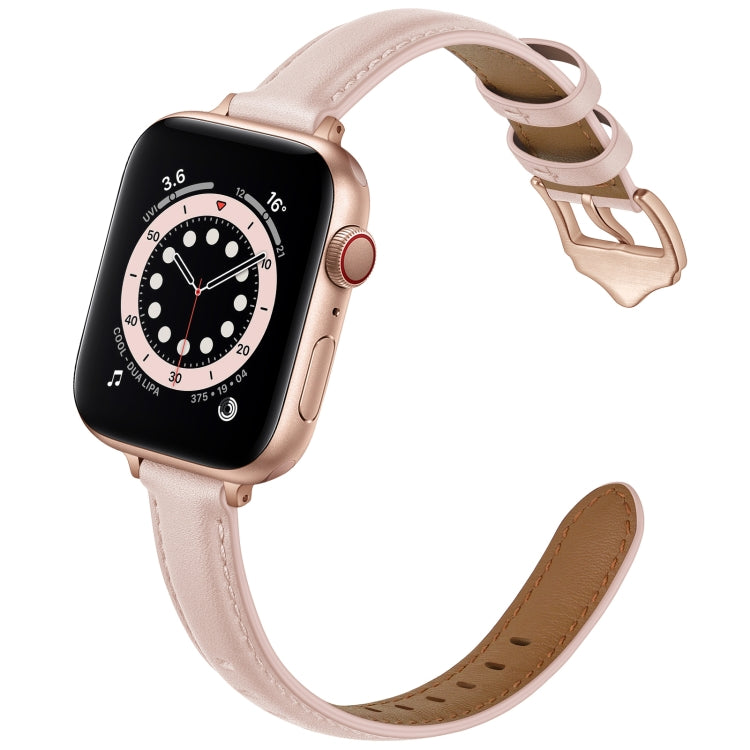 Business Style Leather Watch Band For Apple Watch Ultra 49mm&Watch Ultra 2 49mm / Series 9&8&7 45mm / SE 3&SE 2&6&SE&5&4 44mm / 3&2&1 42mm(Pink Sand) by bashfashion