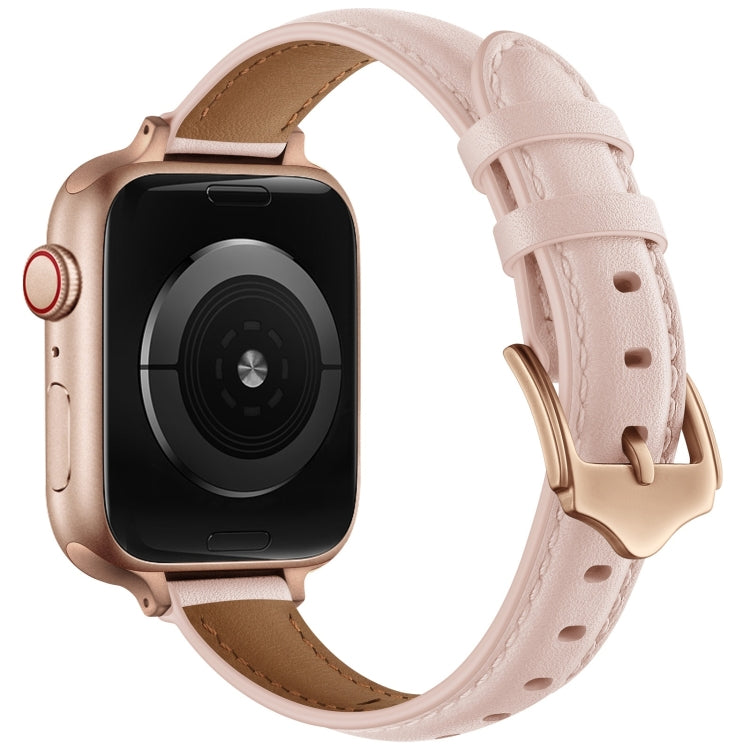 Business Style Leather Watch Band For Apple Watch Ultra 49mm&Watch Ultra 2 49mm / Series 9&8&7 45mm / SE 3&SE 2&6&SE&5&4 44mm / 3&2&1 42mm(Pink Sand) by bashfashion