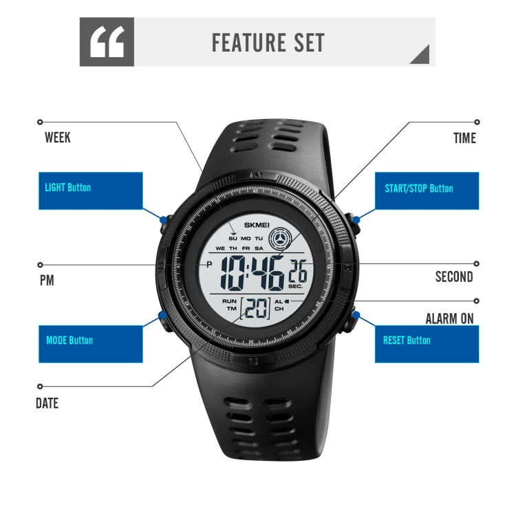 SKMEI 1773 Triplicate Round LED Dual Time Digital Display Colorful Backlight Electronic Watch(Blue Black) by SKMEI