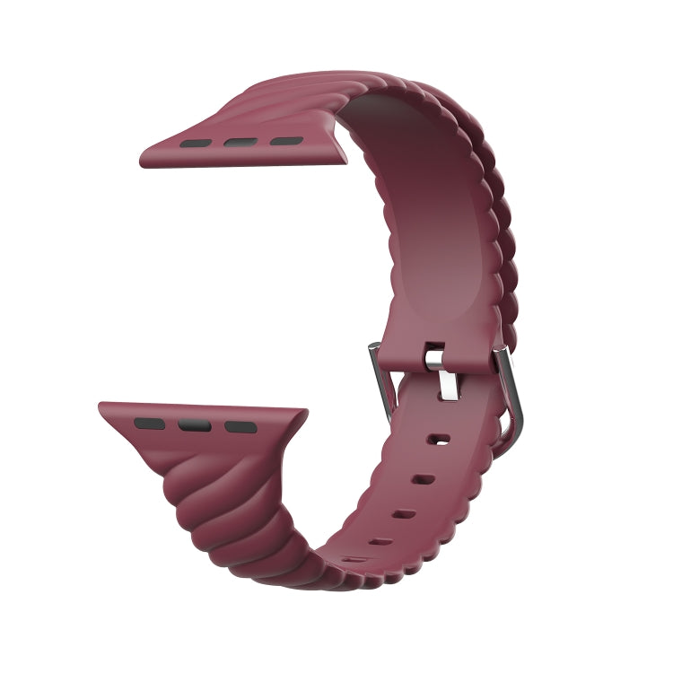 Solid Color Twist Silicone Watch Band For Apple Watch Ultra 49mm&Watch Ultra 2 49mm / Series 9&8&7 45mm / SE 3&SE 2&6&SE&5&4 44mm / 3&2&1 42mm(Wine Red) by bashfashion