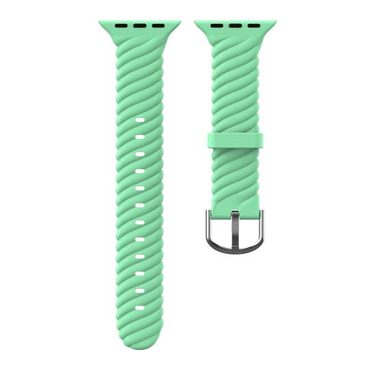 Solid Color Twist Silicone Watch Band For Apple Watch Ultra 49mm&Watch Ultra 2 49mm / Series 9&8&7 45mm / SE 3&SE 2&6&SE&5&4 44mm / 3&2&1 42mm(Green) by bashfashion