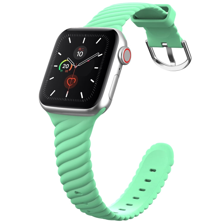 Solid Color Twist Silicone Watch Band For Apple Watch Ultra 49mm&Watch Ultra 2 49mm / Series 9&8&7 45mm / SE 3&SE 2&6&SE&5&4 44mm / 3&2&1 42mm(Green) by bashfashion