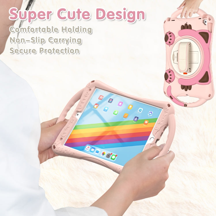Cute Cat King Kids Shockproof Silicone Tablet Case with Holder & Shoulder Strap & Handle For iPad 10.2 2021 / 2020 / 2019 / Pro 10.5 / Air 10.5(Pink) by bashfashion