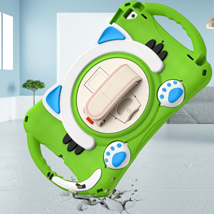 Cute Cat King Kids Shockproof Silicone Tablet Case with Holder & Shoulder Strap & Handle For iPad 10.2 2021 / 2020 / 2019 / Pro 10.5 / Air 10.5(Green) by bashfashion