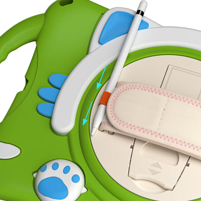 Cute Cat King Kids Shockproof Silicone Tablet Case with Holder & Shoulder Strap & Handle For iPad 10.2 2021 / 2020 / 2019 / Pro 10.5 / Air 10.5(Green) by bashfashion