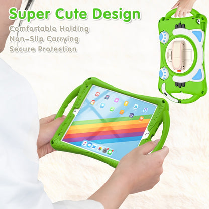 Cute Cat King Kids Shockproof Silicone Tablet Case with Holder & Shoulder Strap & Handle For iPad 10.2 2021 / 2020 / 2019 / Pro 10.5 / Air 10.5(Green) by bashfashion